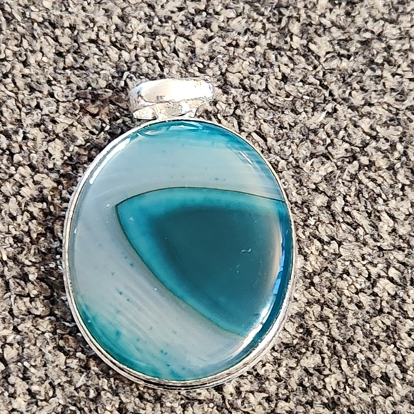 2 inch green botswana agate pendant silver plated. New (No chain) - Picture 6 of 8